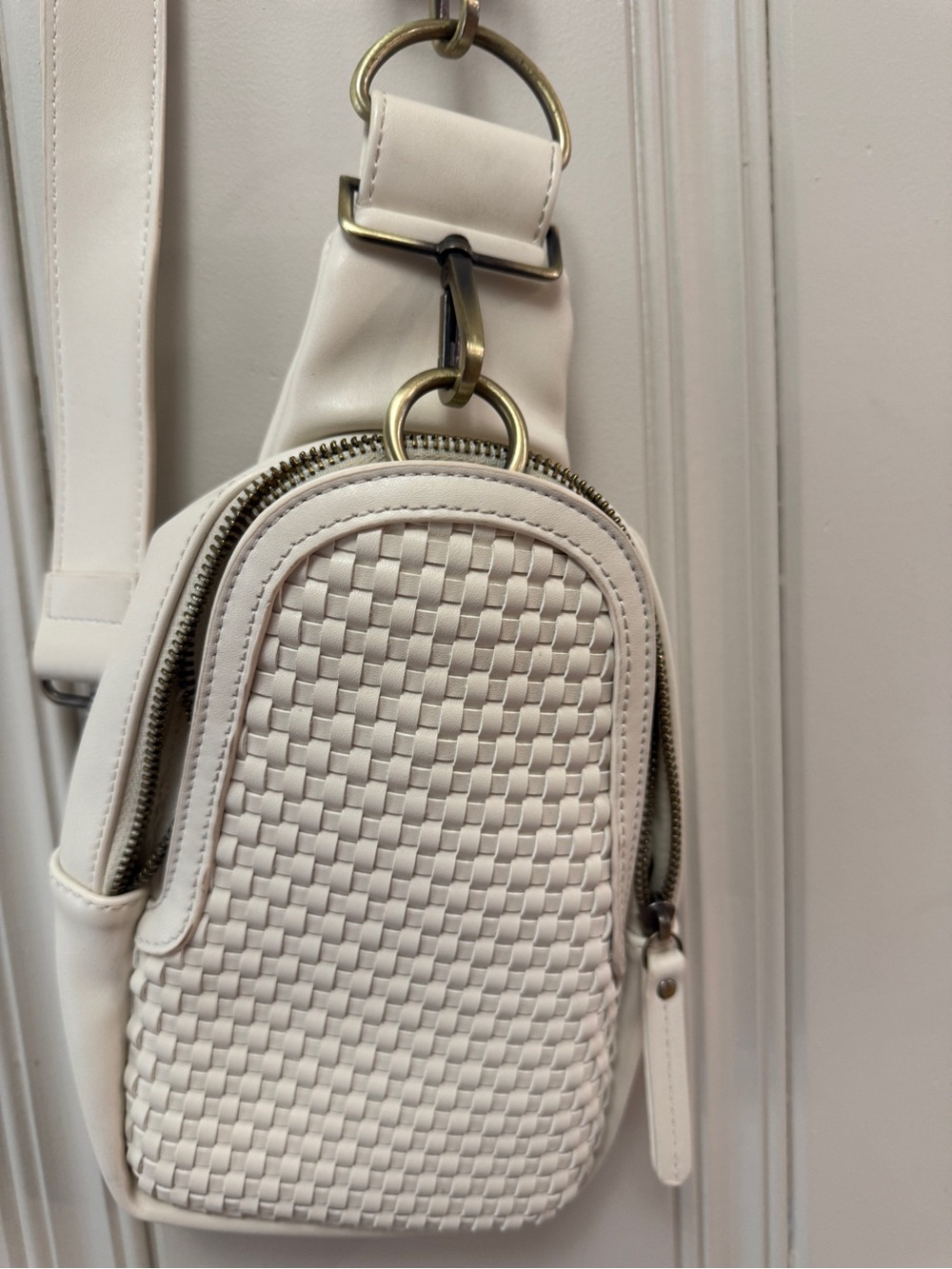 Urban Originals Cream Woven Crossbody Sling Bag from Anthropologie